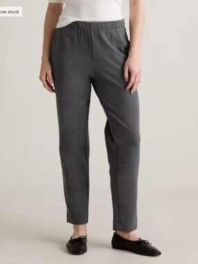 Quince Organic Cotton Double Knit Straight Pants Small Charcoal New With Tags